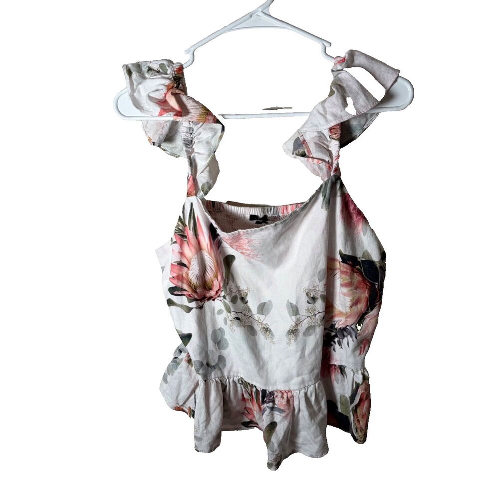 Express Blouse Women's Large Cropped Ruffle Sleeveless Boho Shirt Top